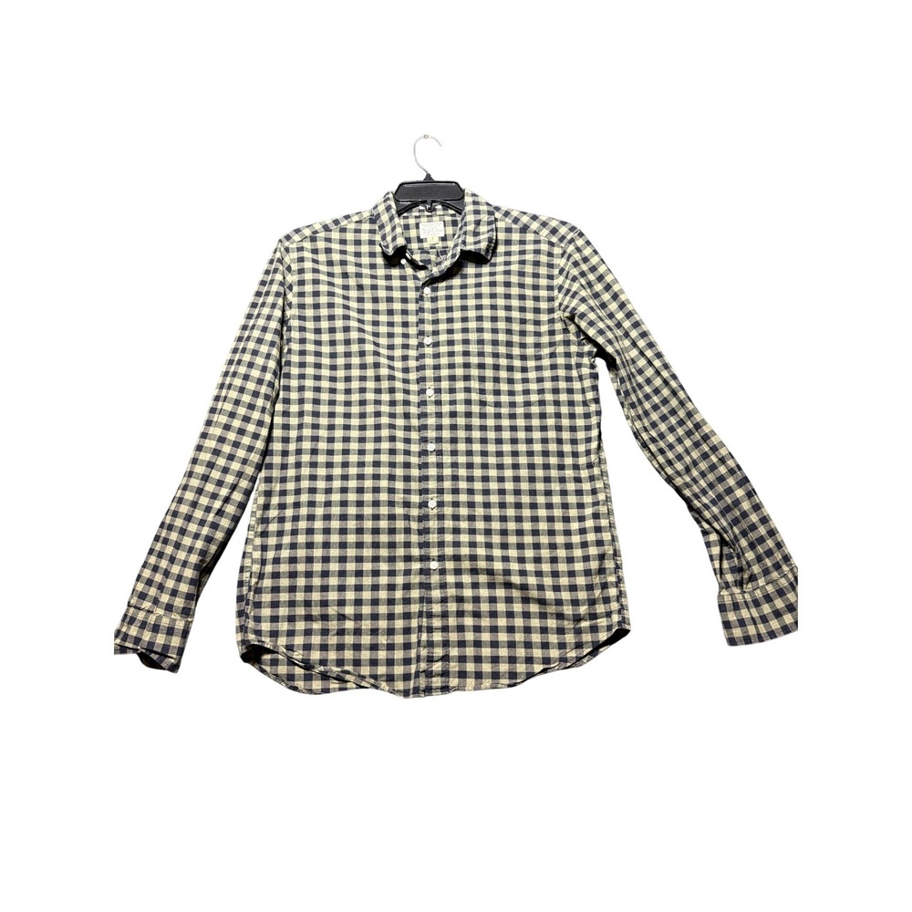 J.Crew Button Up Mens L Green Black Excellent Gingham Stretch Secret Wash AA429